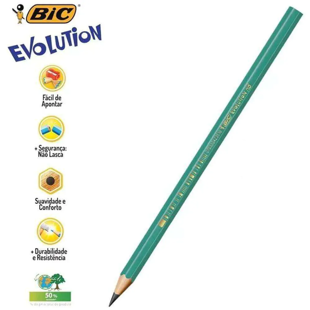 Lapis Preto N2 HB Bic Evolution Verde (Unidade) Bic